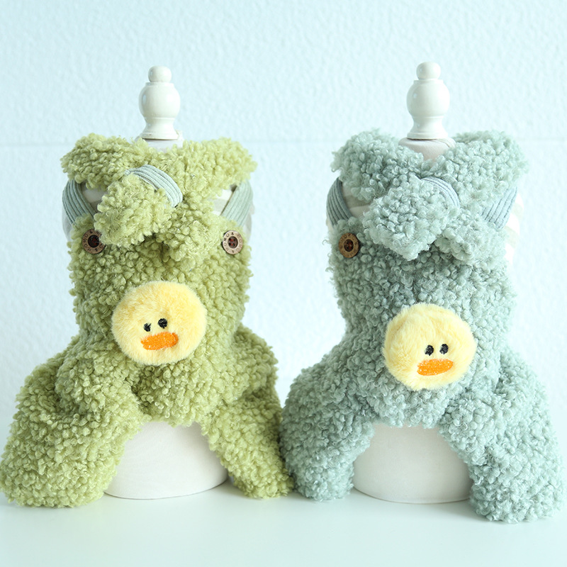 Duck Scarf Fruit Green Dog Pajama Jumpsuits Sweatshirt Pet Dog Clothes Winter Warm Cotton Cat Hoodies Clothing For Dogs Puppy