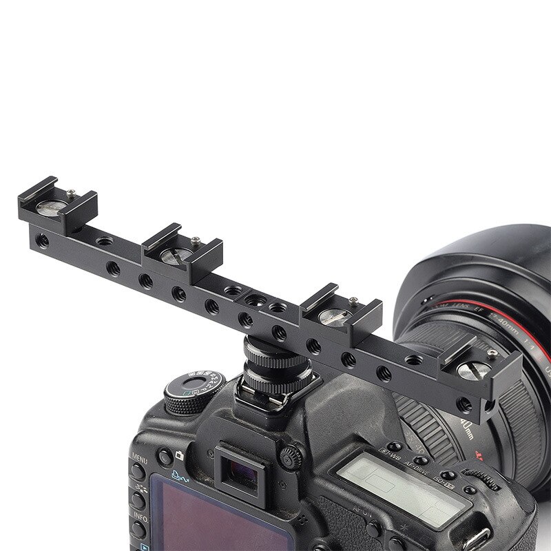 Hot Shoe Mount - Multiple 1/4" Thread Holes - Extension Bracket - Camera Accessory