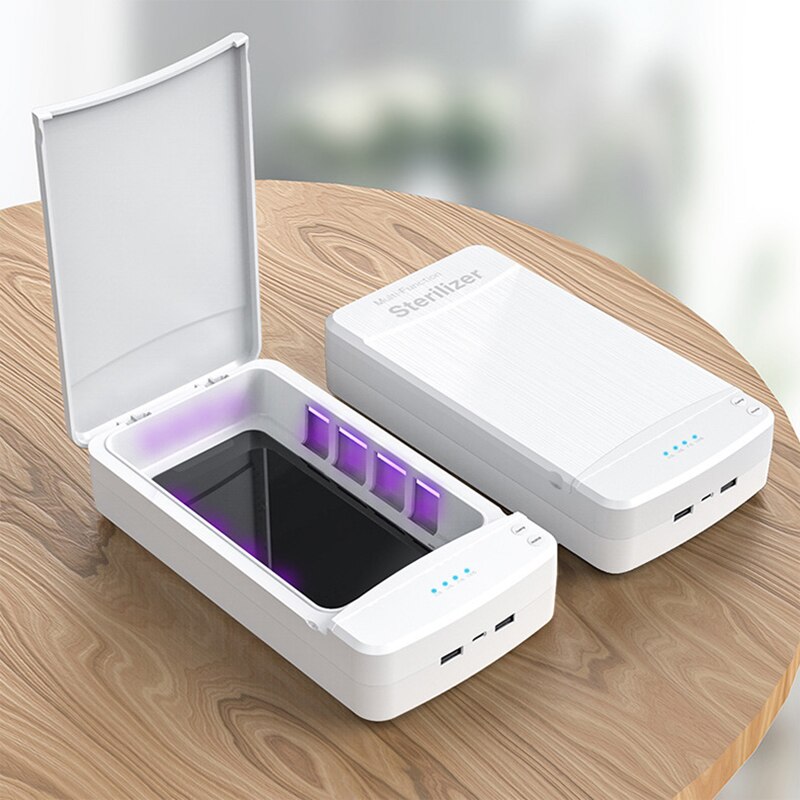 UV Disinfection Sterilization Box Portable UV Sterilizer with dual USB Phone Toothbrush Disinfection Box with Aromatherapy: White