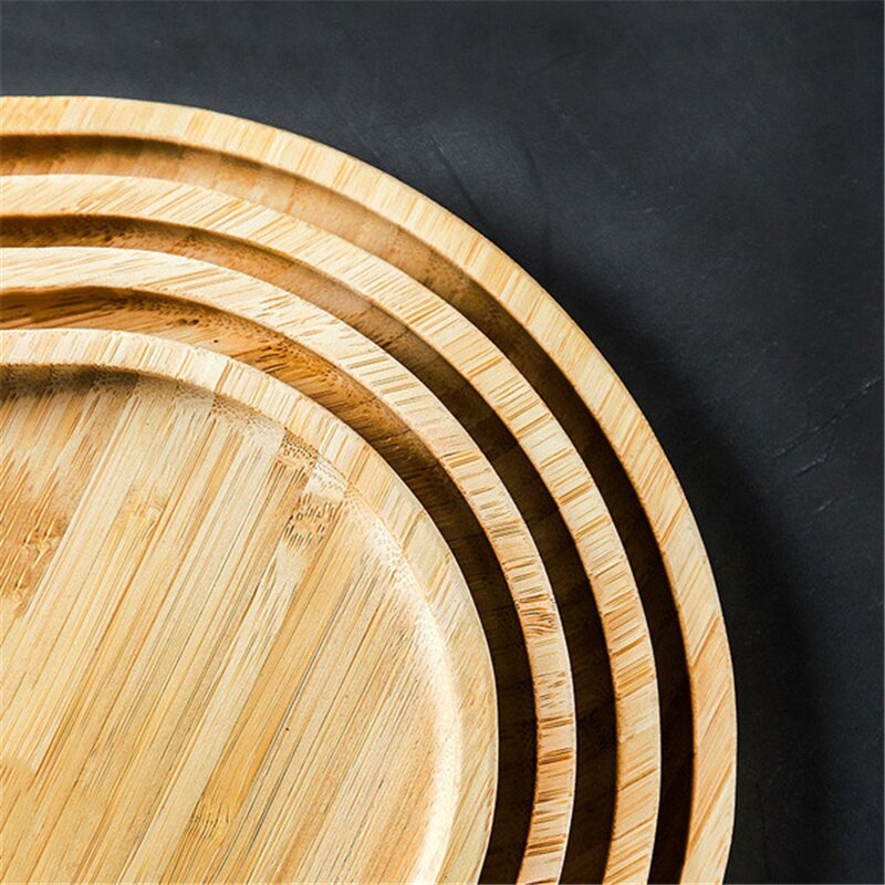 Bamboe Ronde Opbergbak Gebak Servies Eco Vriendelijk Houten Palletbord Keukengereedschap Theeblad Huisdecoratie 2024