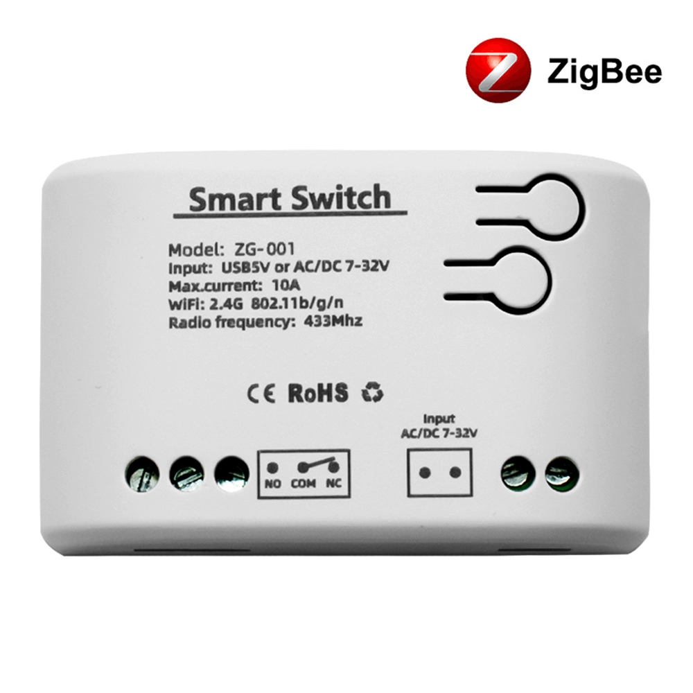 Zigbee Smart Relaismodule Schakelaar 1CH 12V 24V 220V 110V RF433 Draadloze APP Afstandsbediening Werken met Tuya/Smart-Life APP Alexa: Bundle3