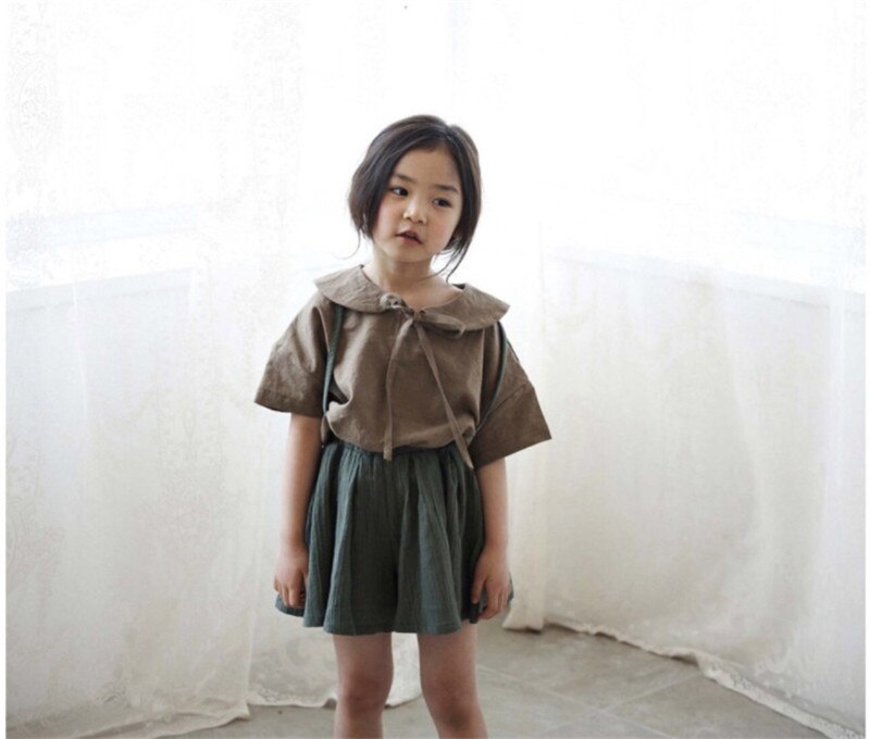 de algodón de otoño ropa de bebé coreano estilo las niñas Tops de manga corta ropa de niños pijo Casual blusas estilo G004