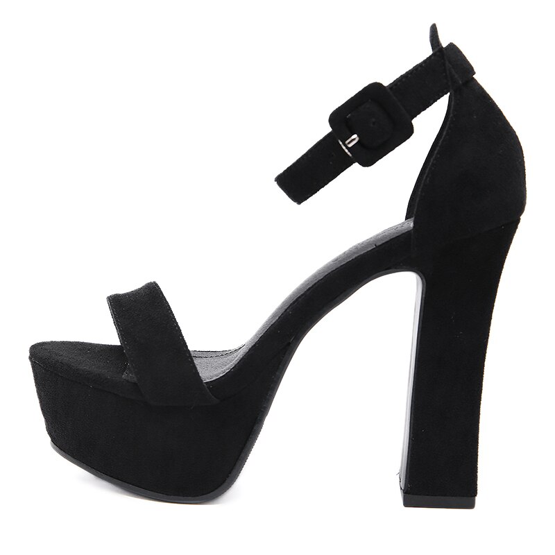 Gdgydh Zomer Sandalen Hoge Hakken Platform Club Open Teen Enkel Gesp Dames Party Schoenen Hoogte 13 Cm: black / 5.5