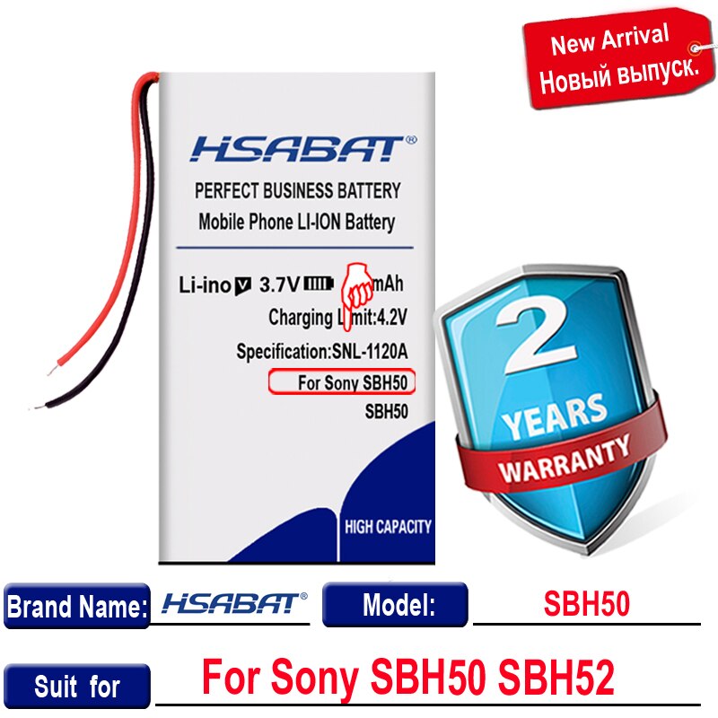 HSABAT-Batería de 300mAh para auriculares bluetooth, acumulador para SONY SBH52, SBH-52, SBH50, SBH-50, AHB291634P