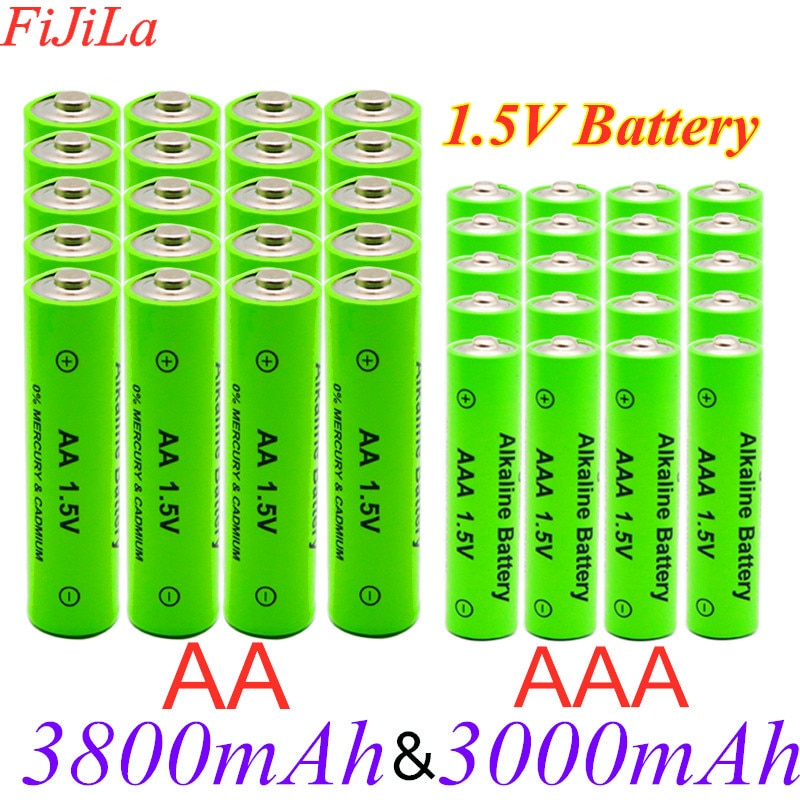 100% 1.5V Aa 3800 Mah + 1.5 Vaaa 3000 Mah Alkaline1.5V Oplaadbare Batterij Voor Klok Speelgoed Camera Batterij