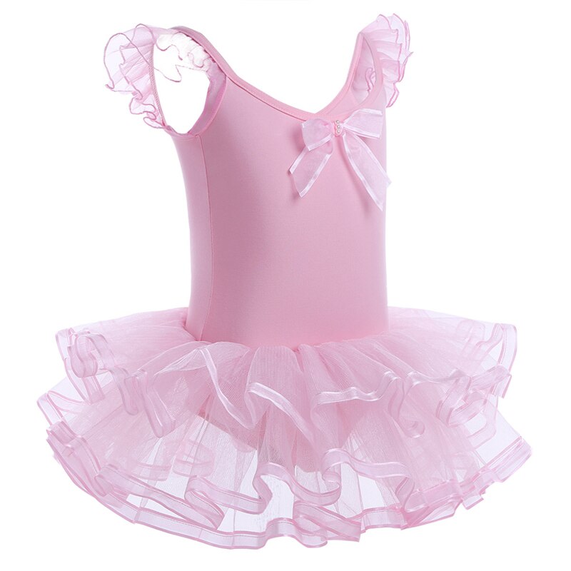 IIXPIN Girls Ballet Dance Dress Cotton Mesh Ruffled Sleeves Gymnastics Leotard Ballet Tutu Dress Kids Ballerina Dance Costumes