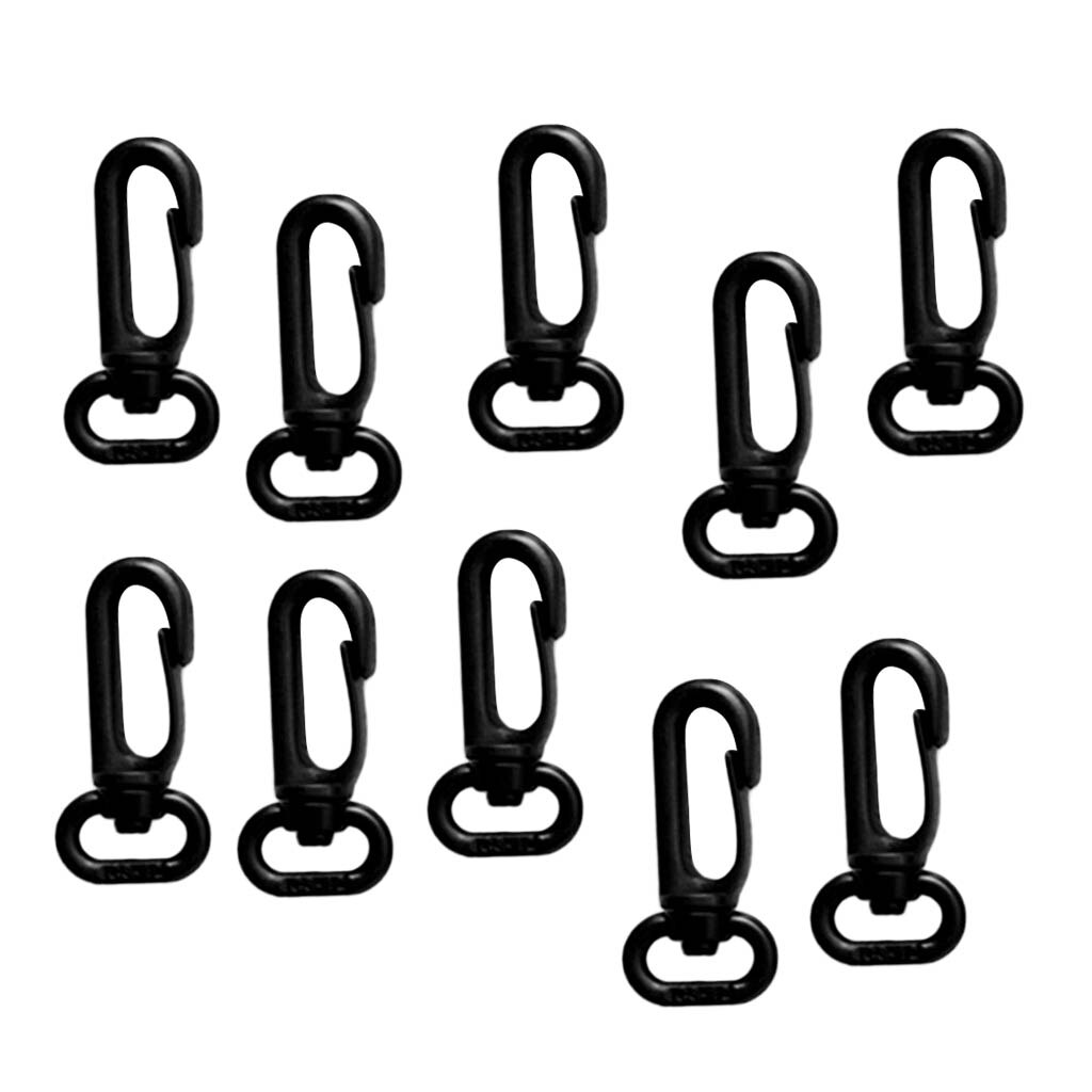 Clip da 10 pezzi in plastica resistente con moschettone a molla girevole adatta per cinghie da 12mm forte leggero e resistente