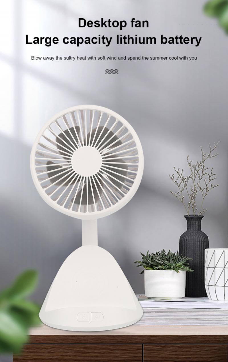 2 In 1 Oplaadbare Usb Desk Fan 3 Krachtige Snelheden Draadloze Laadstation En Koelventilator