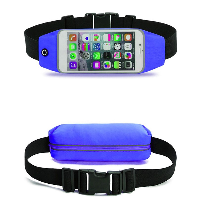 Sports Running Waist Bag Outdoor Jogging Belt Waterproof Phone Bag Case Gym Waist Holder Cover: Dark Blue