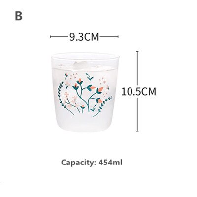 Cutelife ins nordisk vintage transparent kaffeglas kopp värmebeständig mjölksaft te kopp drinkware tryck hem bröllopsglasögon: B