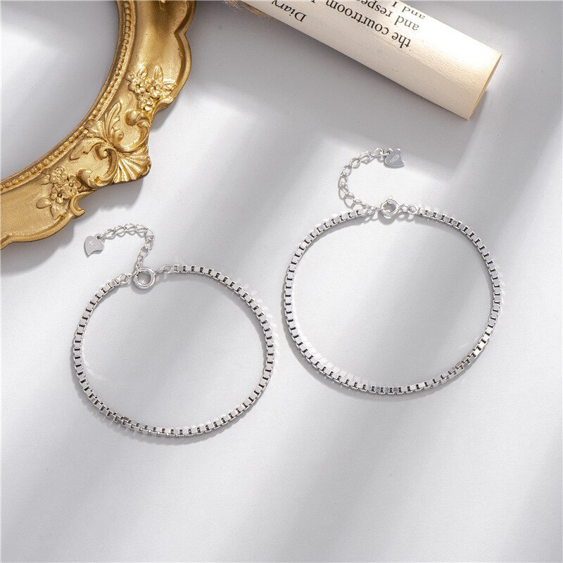SODROV 925 Sterling Silver Bracelet Box Chain Bracelet Women Bracelet Sterling Silver 925 Mens Bracelet Jewelry