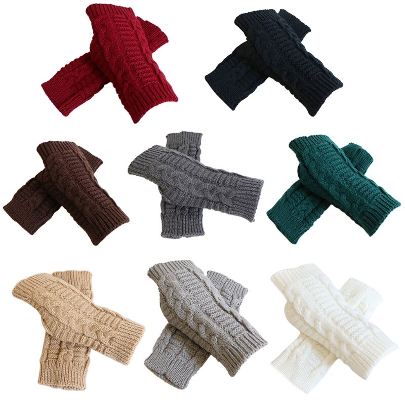 Gants Sans Doigts En Tricot Blanc - Manchettes D'hiver Avec Trou Pour Pouce - Unisexe - Pour écrire, Taper, Conduire - Nylon Doux