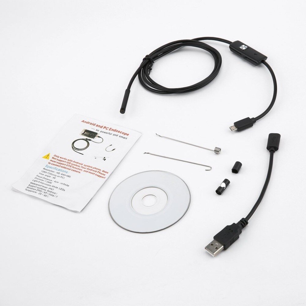 5.5mm endoskop kamera hd usb endoskop med 6 led 1/1.5/2/3.5/5m blødt kabel vandtæt inspektionsboreskop til android pc