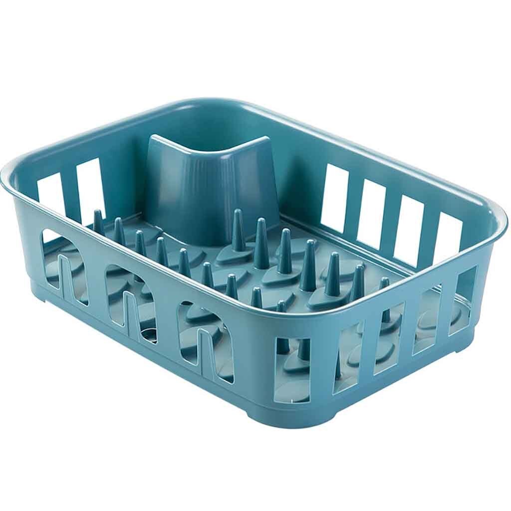 Dish Rack Kitchen Storage Holder Drainer Bowl Tableware Plate Portable Drying Dish Rack Home Shelf Dinnerware Organizer: Blue