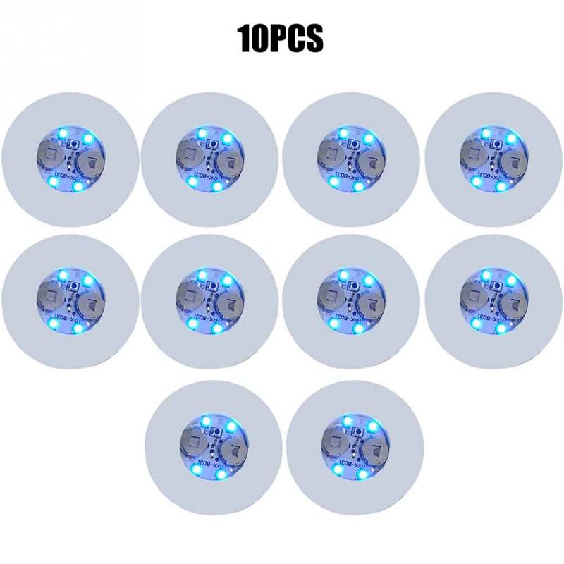 LED Coasters Foam 3 Modes 4 Lights Color Changing Battery Powered Flat Stable Core Board Slightly Cushioned Bar Nightclub Party: Blue 10pcs