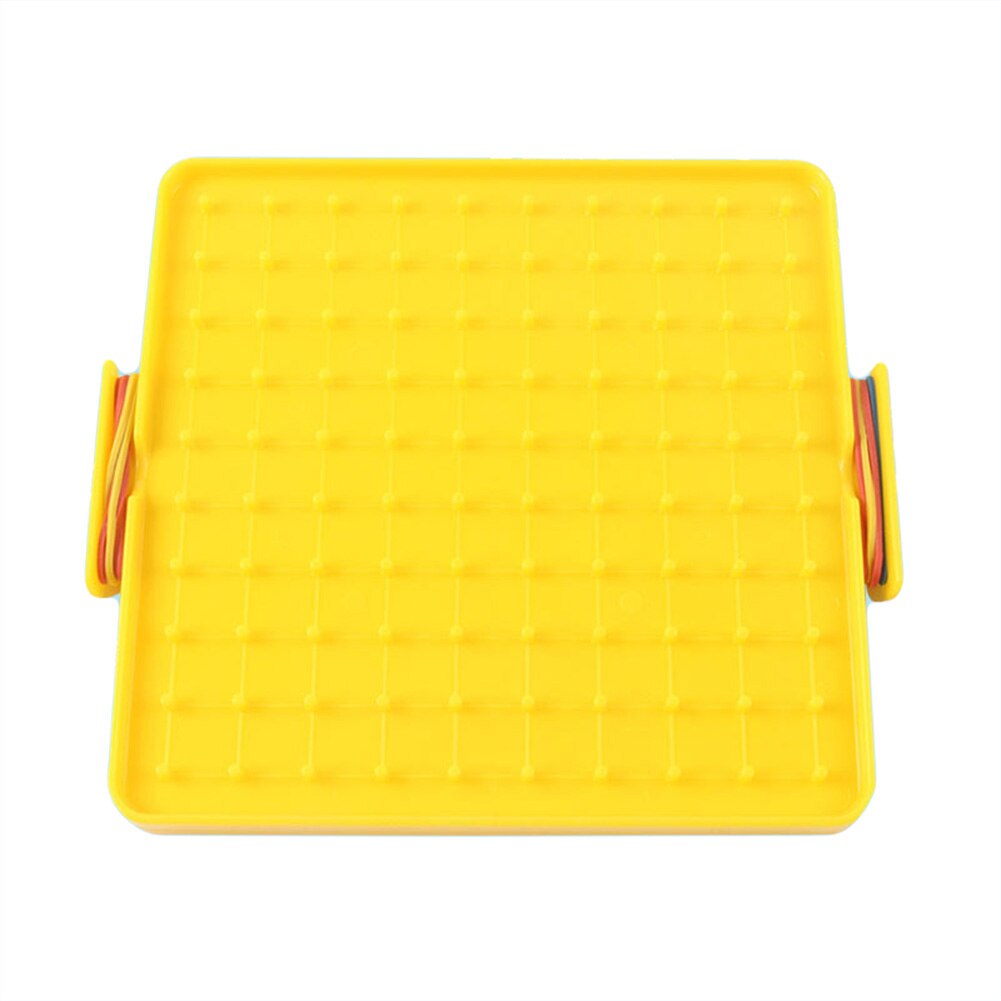 16x16cm Double Sided Geoboard Nails Peg Board Elastic Bands Kids Teaching Aids: Yellow