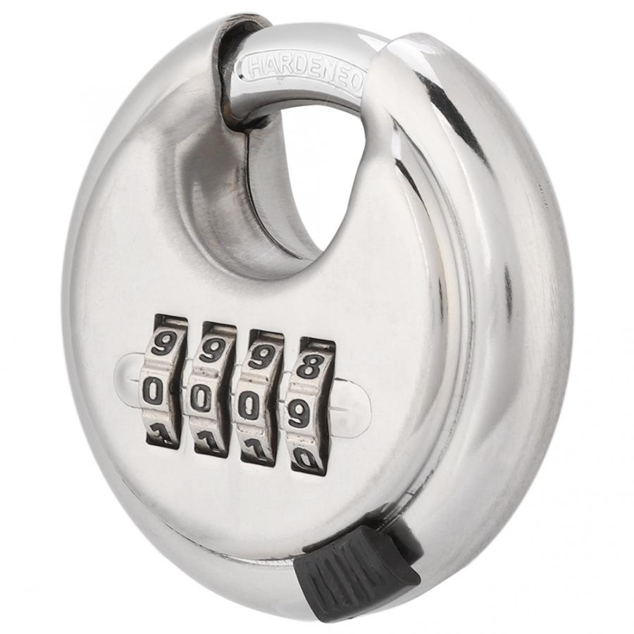 4 Digits Combination Coded Lock Keyless Safety Stainless Steel Round Password Padlock For Gym Toolbox Suitcase Warehouse Cabinet