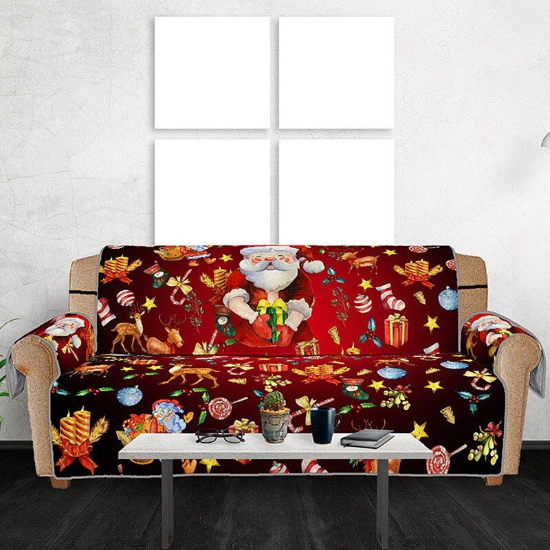 1/2/3/  personers sofadæksler til stuen 3d digitalt mønster sofadæksel juledekorationssektionssofa slipcover sofa mat: Rød 3 sæde 168 x 180