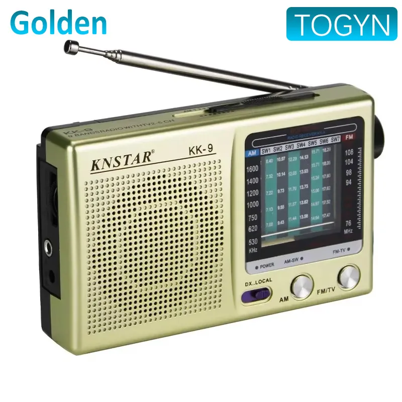 Radio portátil multifuncional de baja potencia AM FM Mini Walkman 2 pilas AA Radio estéreo al aire libre para caminar senderismo Camping: Dorado