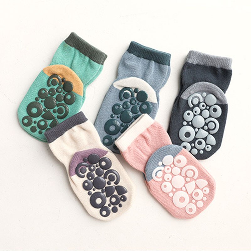 5Pairs/Set Letter Print Newborn Baby Socks Non-slip Rubbe Soled Boy Girl Socks Spring Infant Toddler Floor Socks