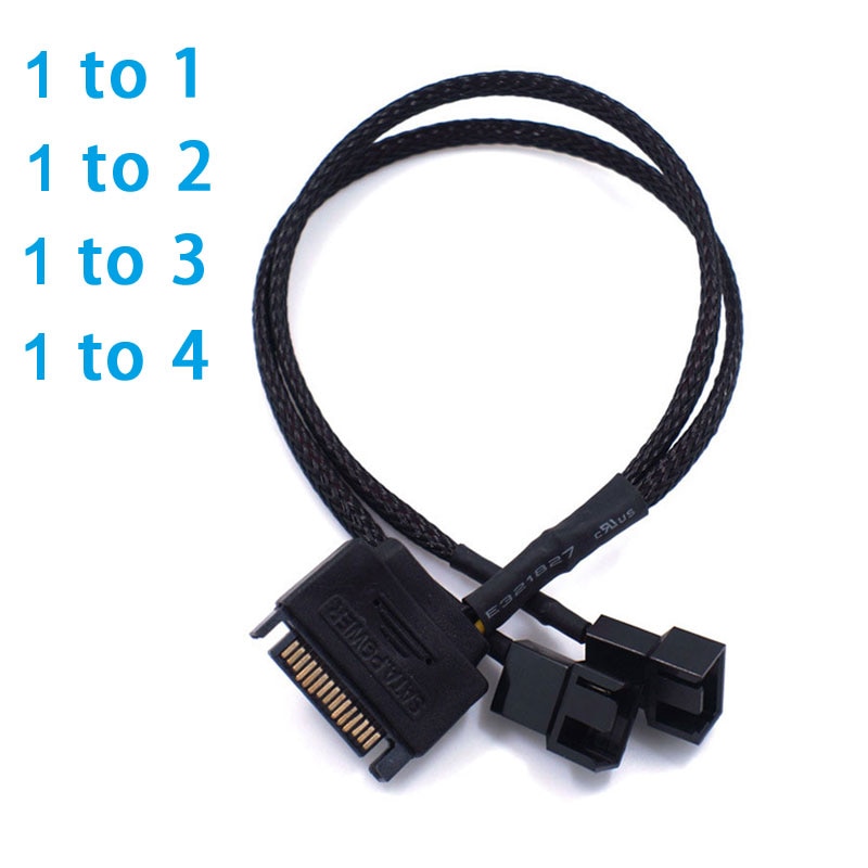 SATA 15Pin to 1 2 3 4 * 3Pin / 4Pin Computer Cooling Fan Splitter Hub Converter Adapter PWM Temperature Power Cable