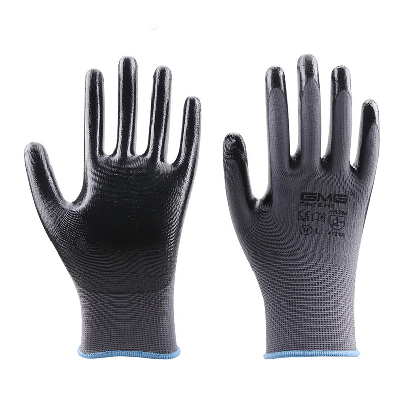 Gmg 6 pairs nitrilo luvas de trabalho segurança jardim mecânico de proteção automontagem pintura impressão bom aperto feminino masculino luvas à prova de óleo: Grey-6 Pairs / S