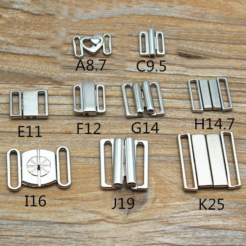 5 stk diy legering bh justering spænde clip badetøj bikini front lukning bh spænde metal sølv bh tilbehør