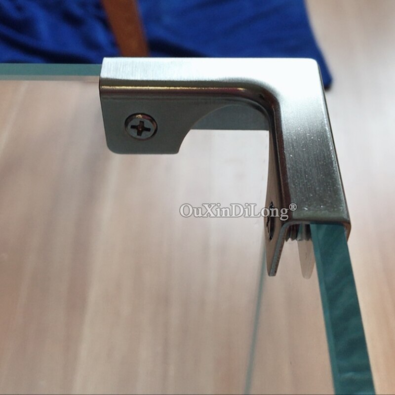 4PCS Stainless Steel Glass/Acrylic Showcase Clips/Connector,for Glass/Acrylic,No Drilling,Aquarium DIY Reinforced L Clamps GF342
