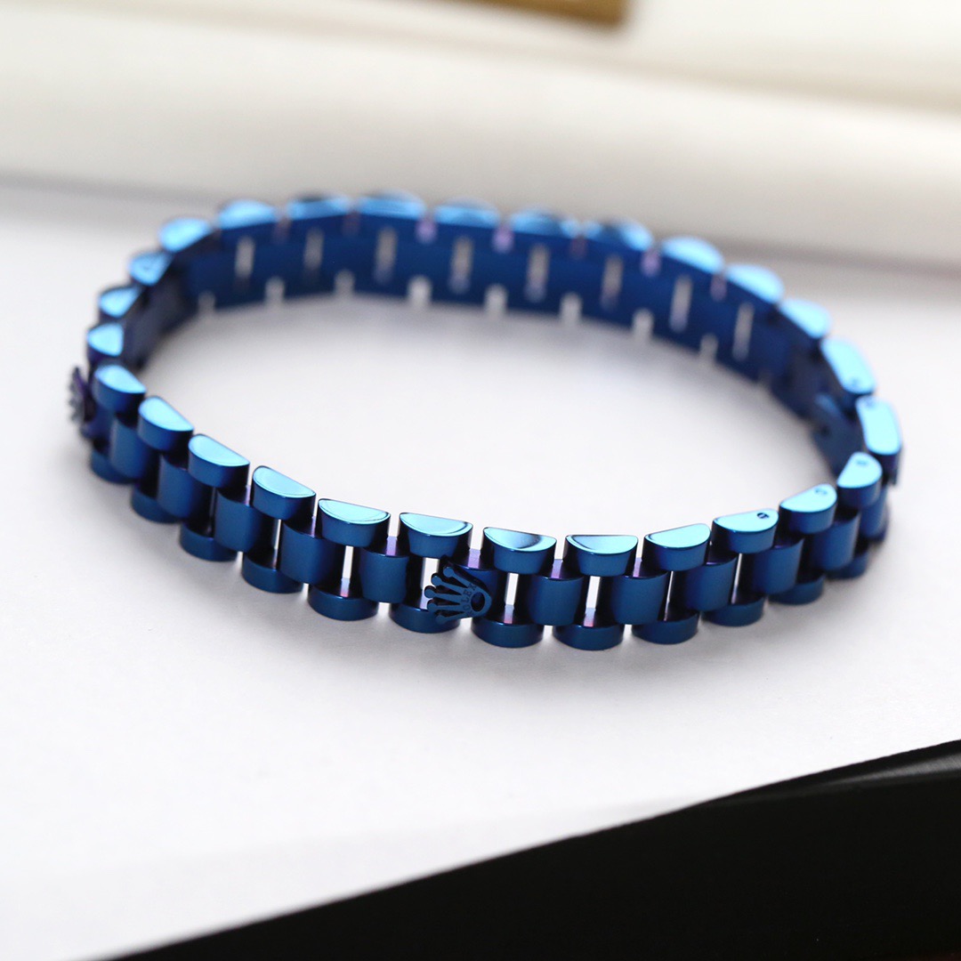 Schwarz Stahl Tacho Armbinde Krone Mann Edelstahl Armreif Pulseiras Armbänder &Ampere; Armreifen Schmuck: Blau verzinkt