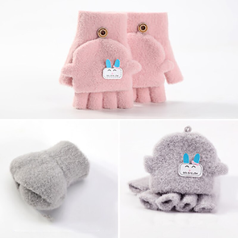 3-6 Jaar Baby Cartoon Handschoenen Winter Kids Half Vinger Flip Cover Wanten Kinderen Herfst Jongens Meisje Winddicht Warm leuke Handschoen