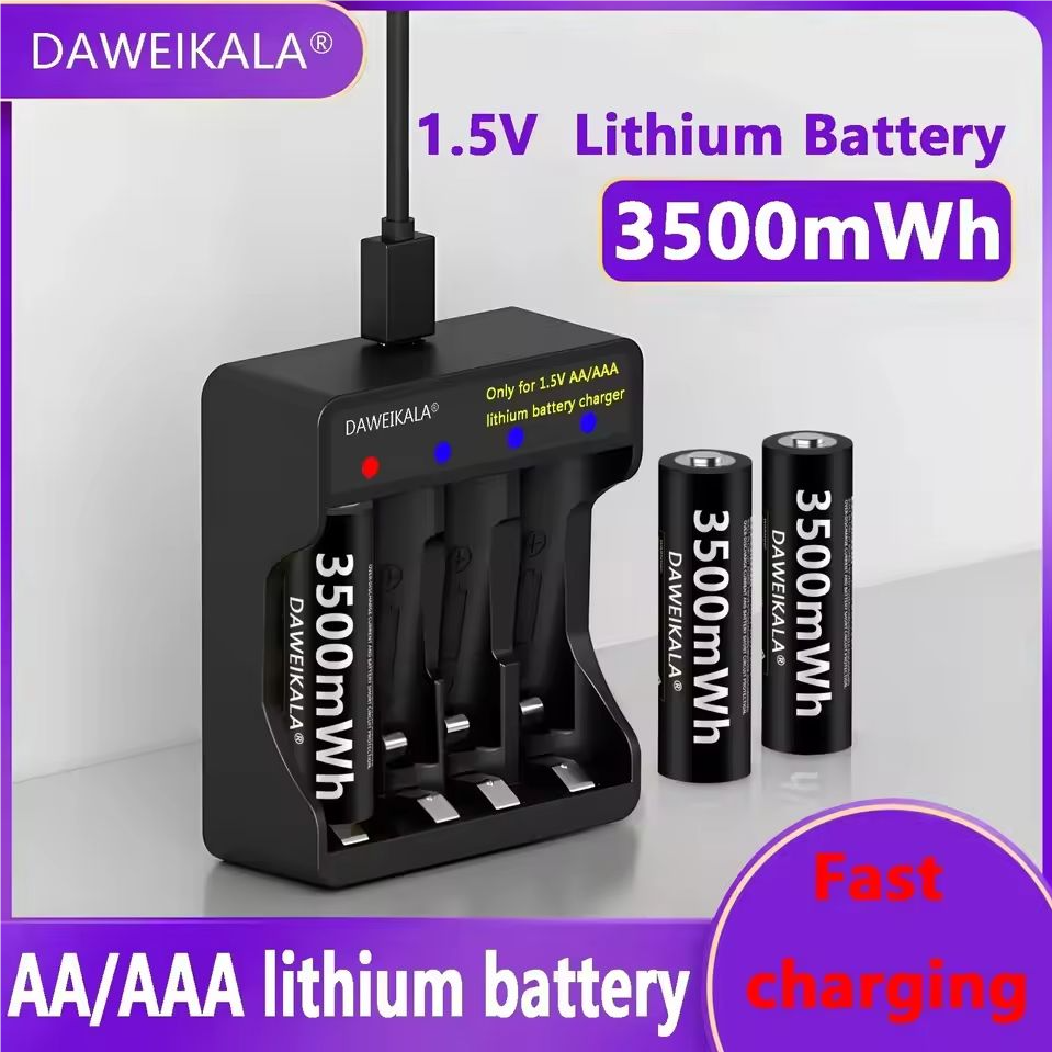 1.5v oplaadbare aa lithium-ionbatterijen met hoge capaciteit van 3500 mwh voor speelgoed met afstandsbediening, snelladen