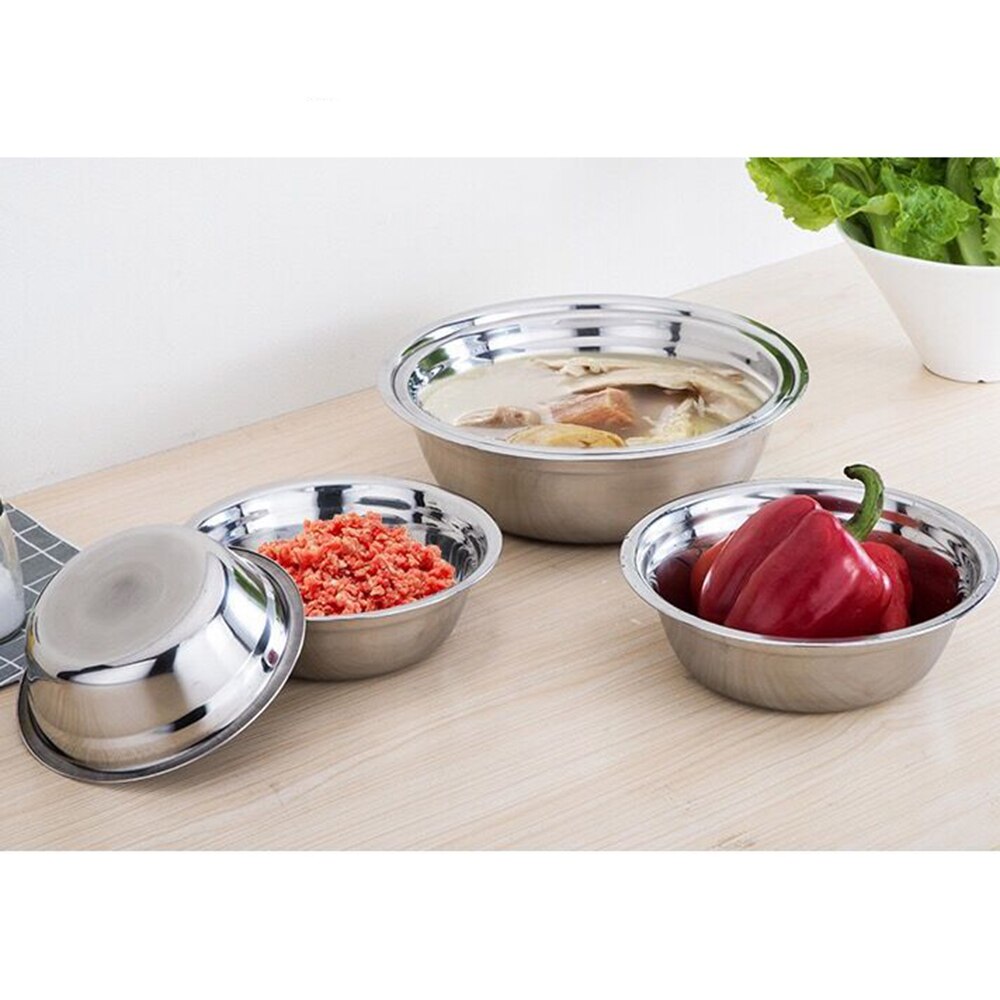 Nyeste skål i rustfrit stål gør-det-selv kage brød salatmixer middag rund suppe ris skål tallerken køkken køkkenredskaber 6 størrelse 13-23cm