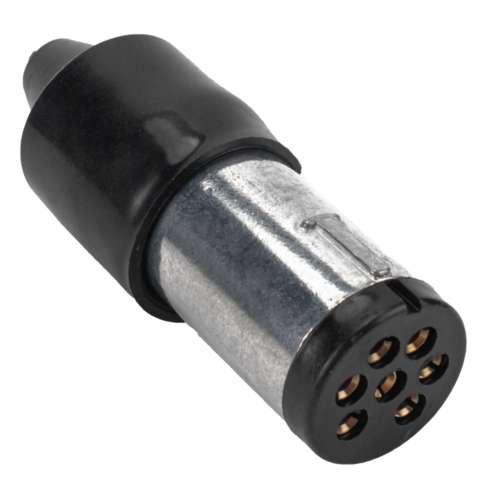 7 Pin Small Round Aluminum Metal Trailer Plug Light Connector for Boat Caravan Car Truck