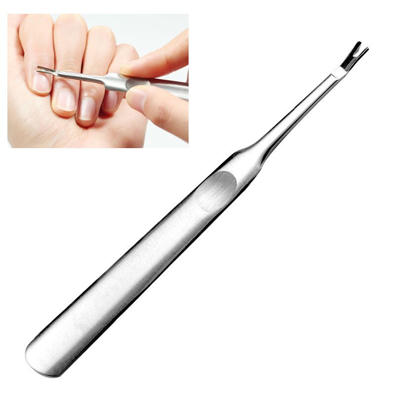 Edelstahl Doppel Kopf Nagel Drücker Werkzeuge Schere Zange Peeling drücken Abgestorbene Haut Häutchen Pusher Zange Löffel Entferner-Werkzeug