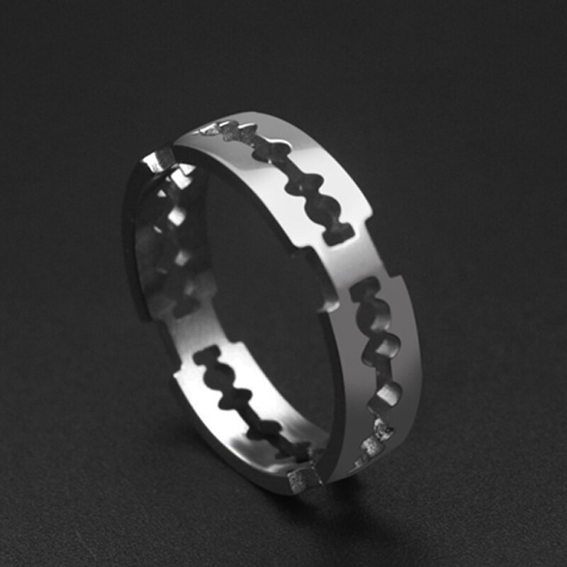 Razor Blade Ring Stainless Steel Hollow Ring Women Men Jewelry Hip Hop Party Club Size 7 8 9 10 11