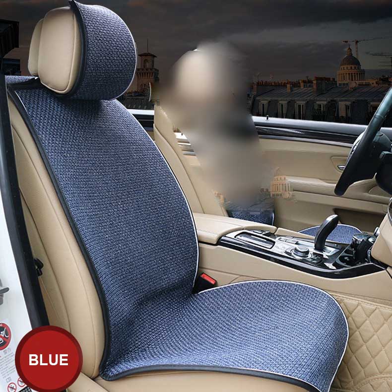 Biltilbehør bil foran baksetetrekk lin stoffer bilsetetrekk universal fire sesonger auto setepute beskyttelsestrekk: 1pc foran blå