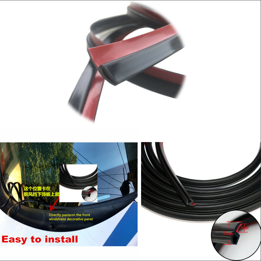 1.8M Rubber Auto Afdichting Onder Voorruit Panel Sealed Trim Moulding Afdichting Strips Met Lijm