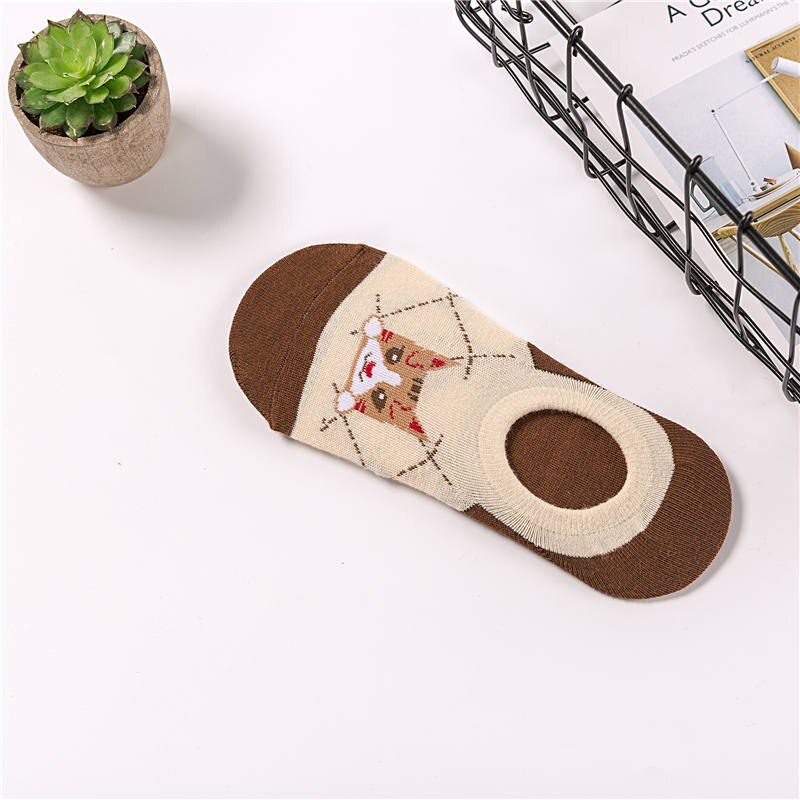 Summer Soft Socks Cartoon CAT comfortable cotton bamboo fiber girl women&#39;s socks ankle sock female candy color hosier 1pair=2pcs: Coffee2