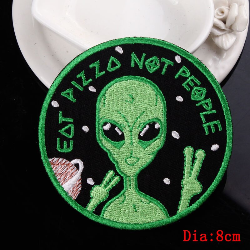 Diy Alien Patches Ijzer Op Patches Voor Kleding Borduren Patch Ufo Applicaties Custom Planet Stickers Strepen Badges Op Kleding