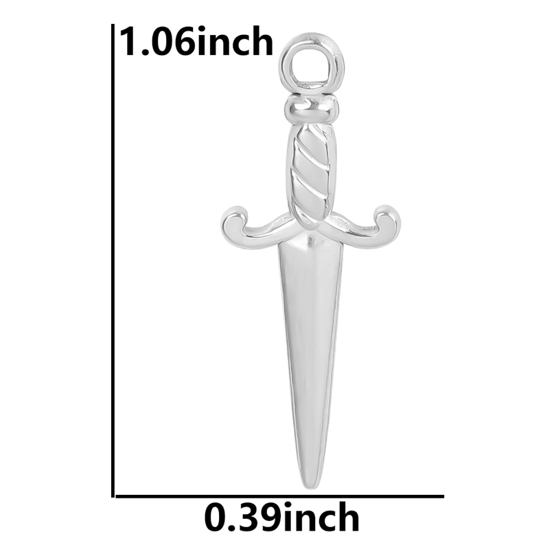 Mini dijes de espada, cuchillo gótico, suministros para fabricación de joyas, colgante de acero inoxidable, accesorios para collares DIY, 5 uds.: Marrón