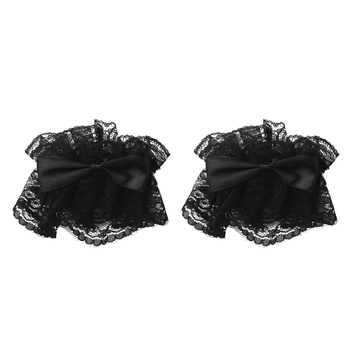 Delle donne Fatti A Mano Increspato Da Polso Polsini Floreale Del Merletto di Bowknot Polso Maniche Decorativo fasce Da Polso per Cosplay Del Partito Del costume di Usura Mano: nero