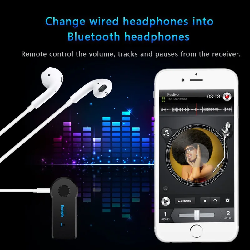 2 in 1 Wireless Receiver 3.5mm Jack Bluetooth 5.0 for Car Music Audio Aux A2DP Headphone Transmitter Adapter Reciever Handsfree