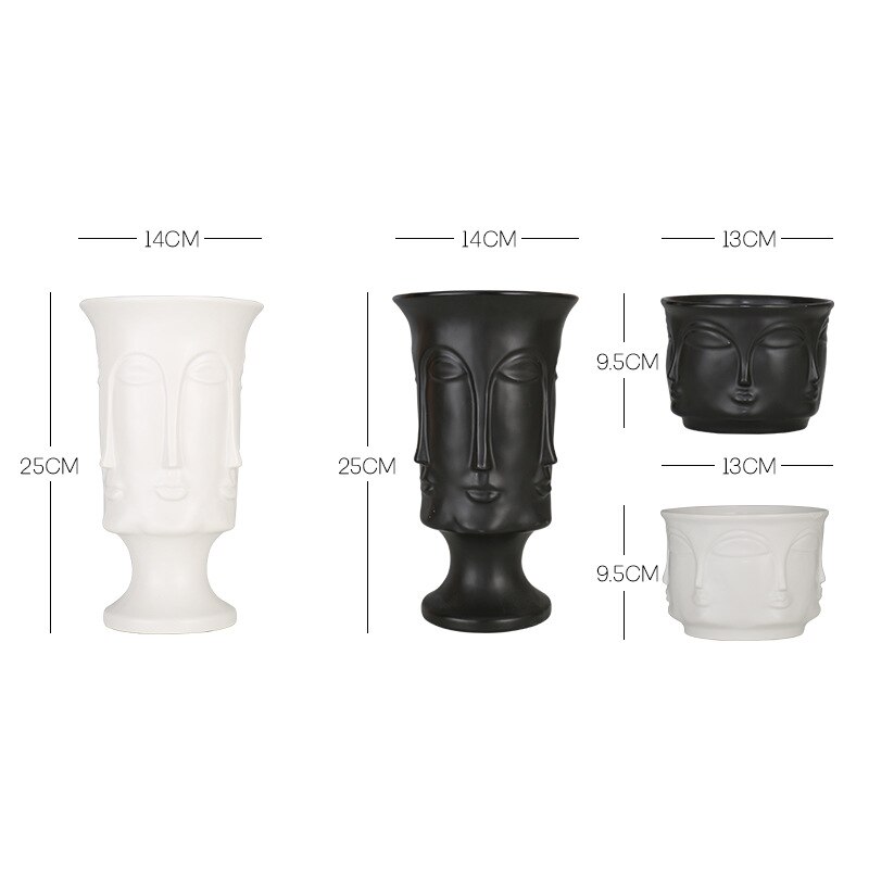 Nordic Facet gezicht Keramische bloempot Matte matte Goud Zilver Creatieve bloempot decoratie