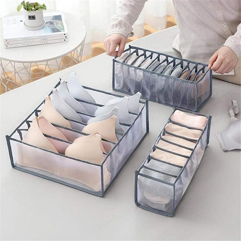 3Pcs/Set Foldable Underwear Bra Organizer Storage Box Drawer Closet Organizers Divider Boxes Bedroom Wardrobe Closet Organizer