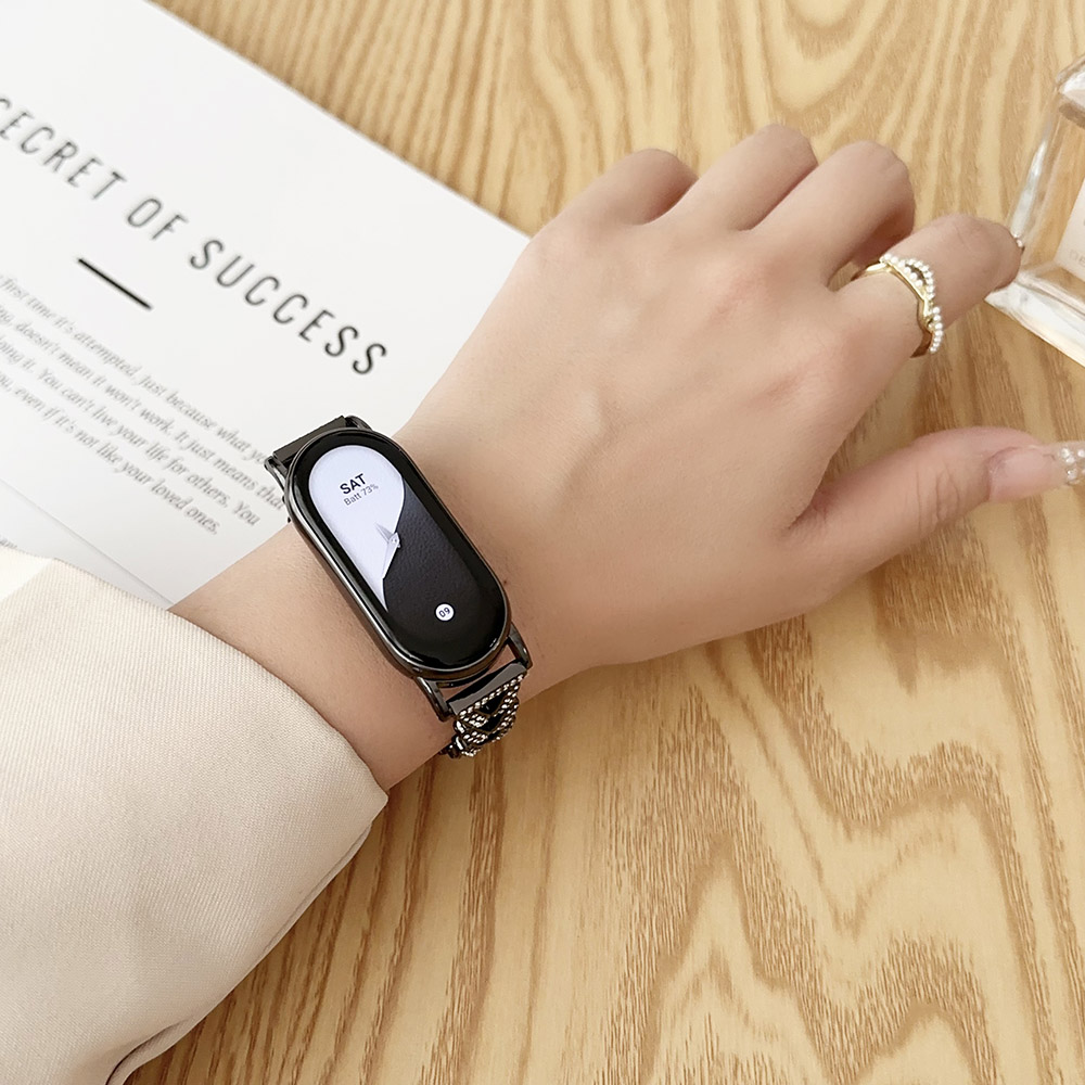 Mi band 8 bandes Bracelet pour Xiaomi mi band 9 Fitness Tracker métal réglable remplacement Bling Bracelet portable femmes