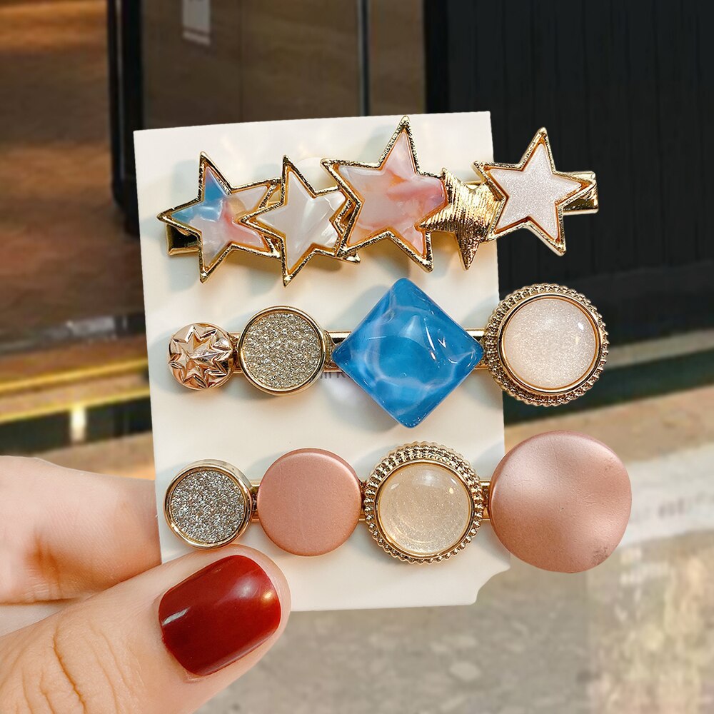1 ensemble Macaron cristal strass pince à cheveux étoile amour forme Barrettes épingles à cheveux géométrique cheveux accessoires: 13