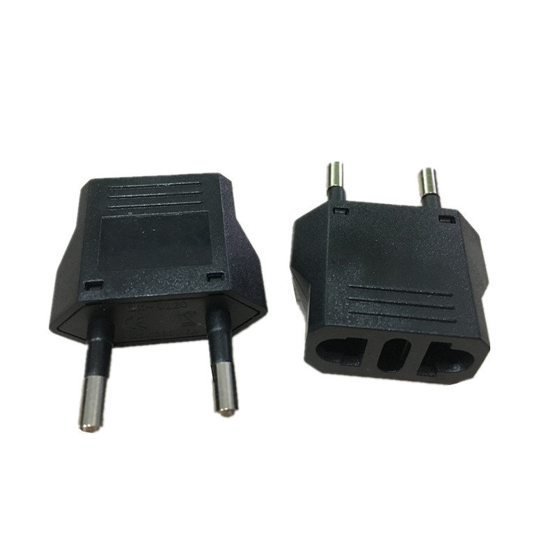 2pcs EU KR German Travel Plug Italian US To EU KR Euro European Germany Travel Power Plug AC Adapters Outlet Electrical Socket: Black