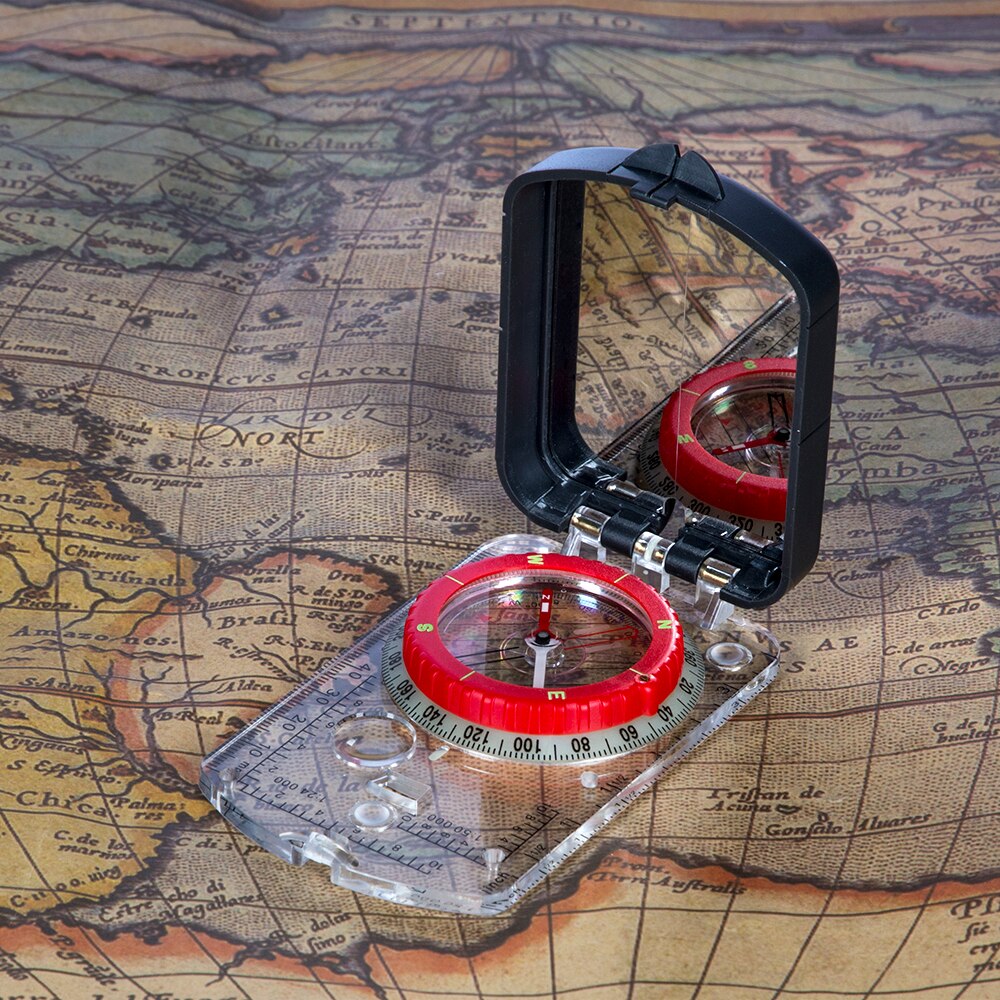 BIJIA Multifunction Compass Portable Magnifying Ruler Scale Scout Hiking Camping Boating Orienteering Map