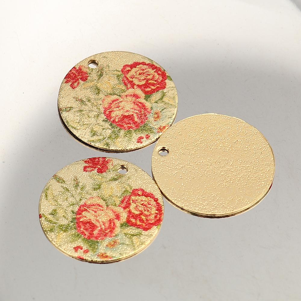 DoreenBeads Women Zinc Based Alloy Enamel Painting Charms Round Gold Color Multicolor Geometric 20mm( 6/8&quot;) Dia, 10 PCs