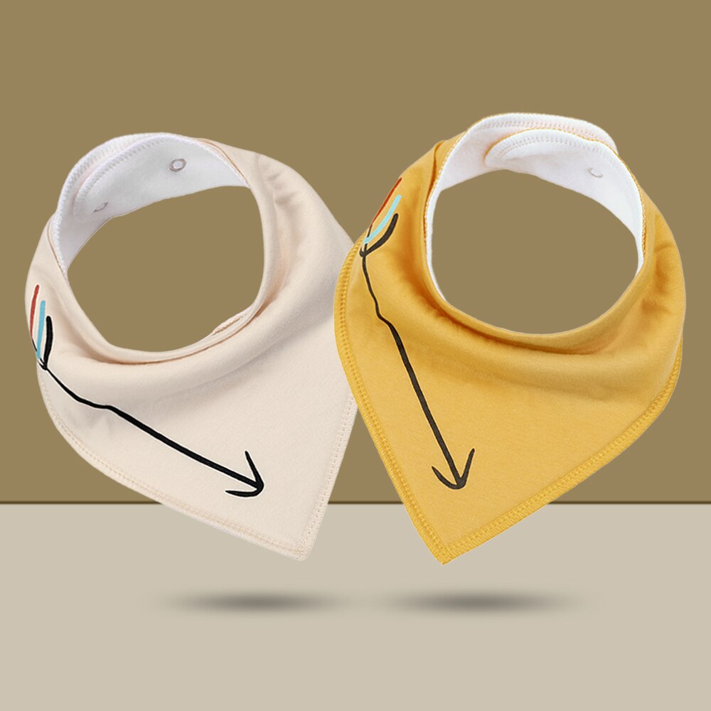 2 pcs/lot Baby Bibs Burp Cloth Print Arrow Wave Triangle Baby Bibs Cotton Reusable Washable Adjustable Baby Meal Infant Bibs: K20001-A19